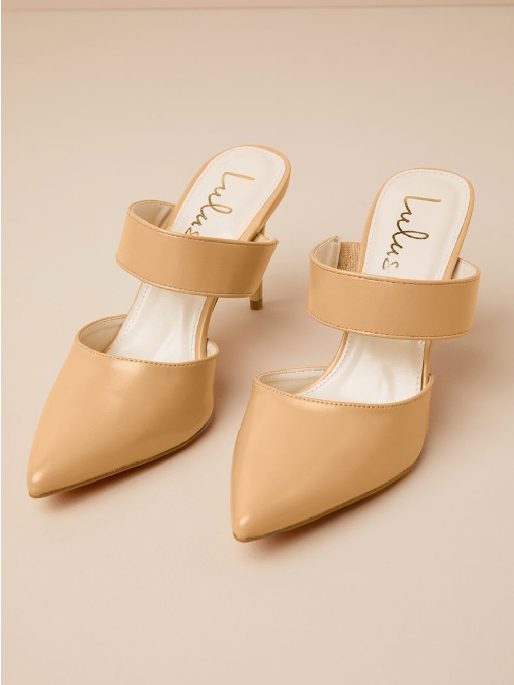 Lulu's Nude Pointed-Toe Slingback Heels